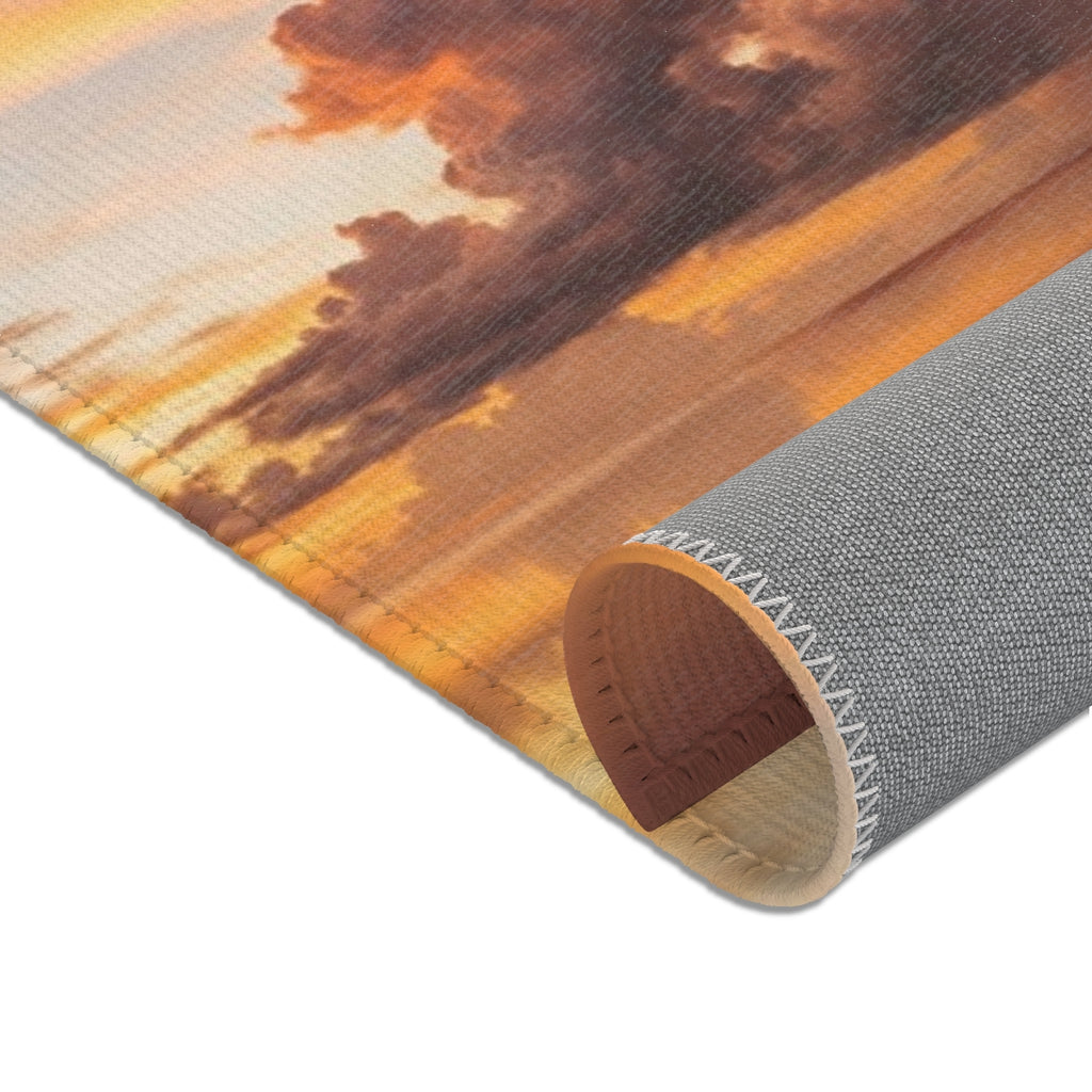 Area Rug - Golden Sunset Lake Horizon | Echovira Gallery