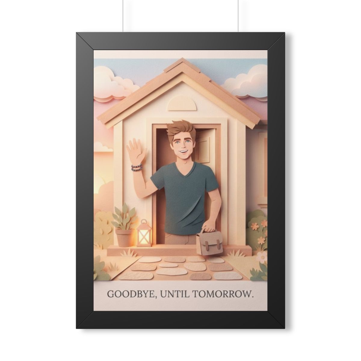 Framed Vertical Poster - Safe Journey Paper Cut Home Art —...
