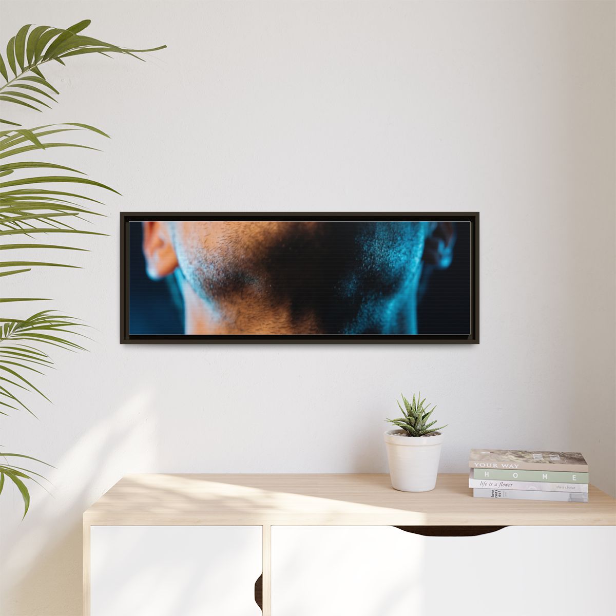 Matte Canvas, Framed - Neon Shadows Cinematic Portrait Art...