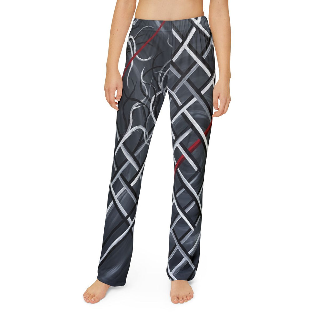 Kids Lounge Pants Abstract Geometric Grid Art