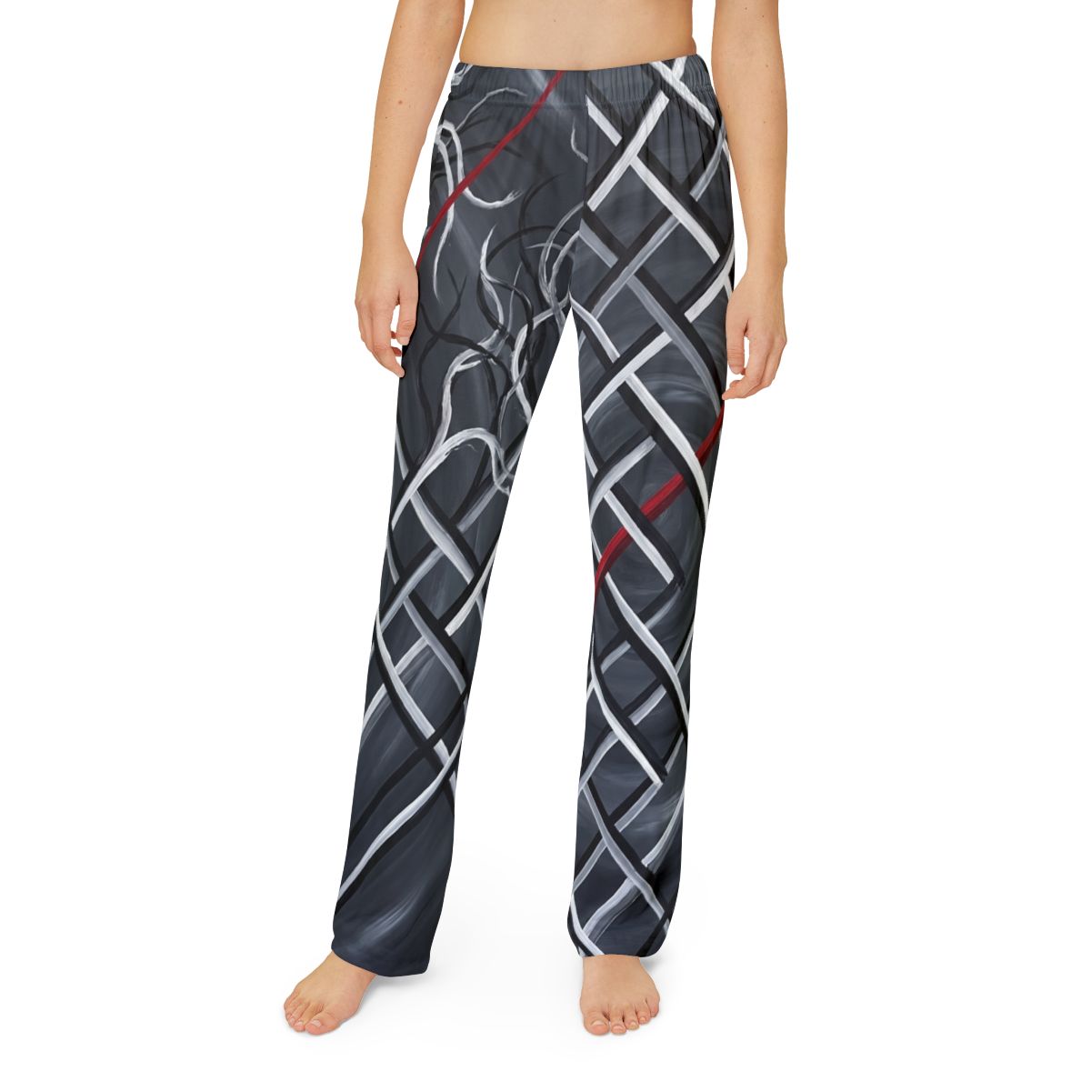 Kids Lounge Pants Abstract Geometric Grid Art