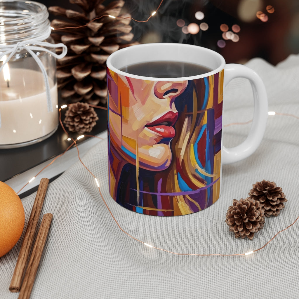 11oz White Mug - Shattered Elegance Portrait | Echovira...