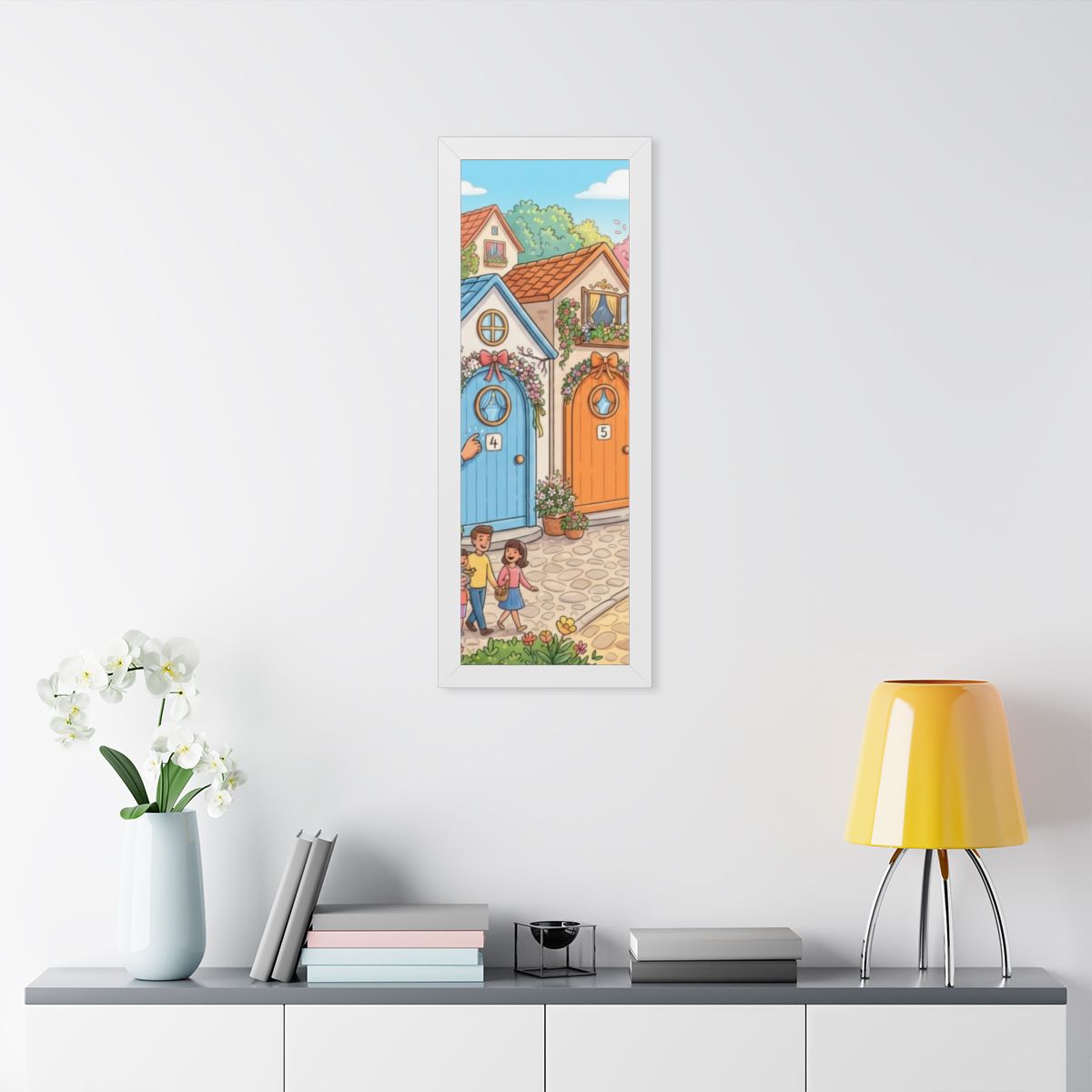 Framed Vertical Poster - Storybook Lane Gateway — White... |...