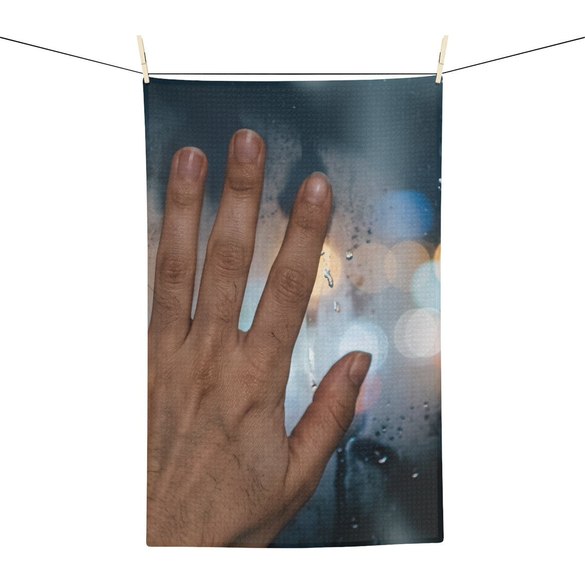 Rainy City Window Microfiber Tea Towel