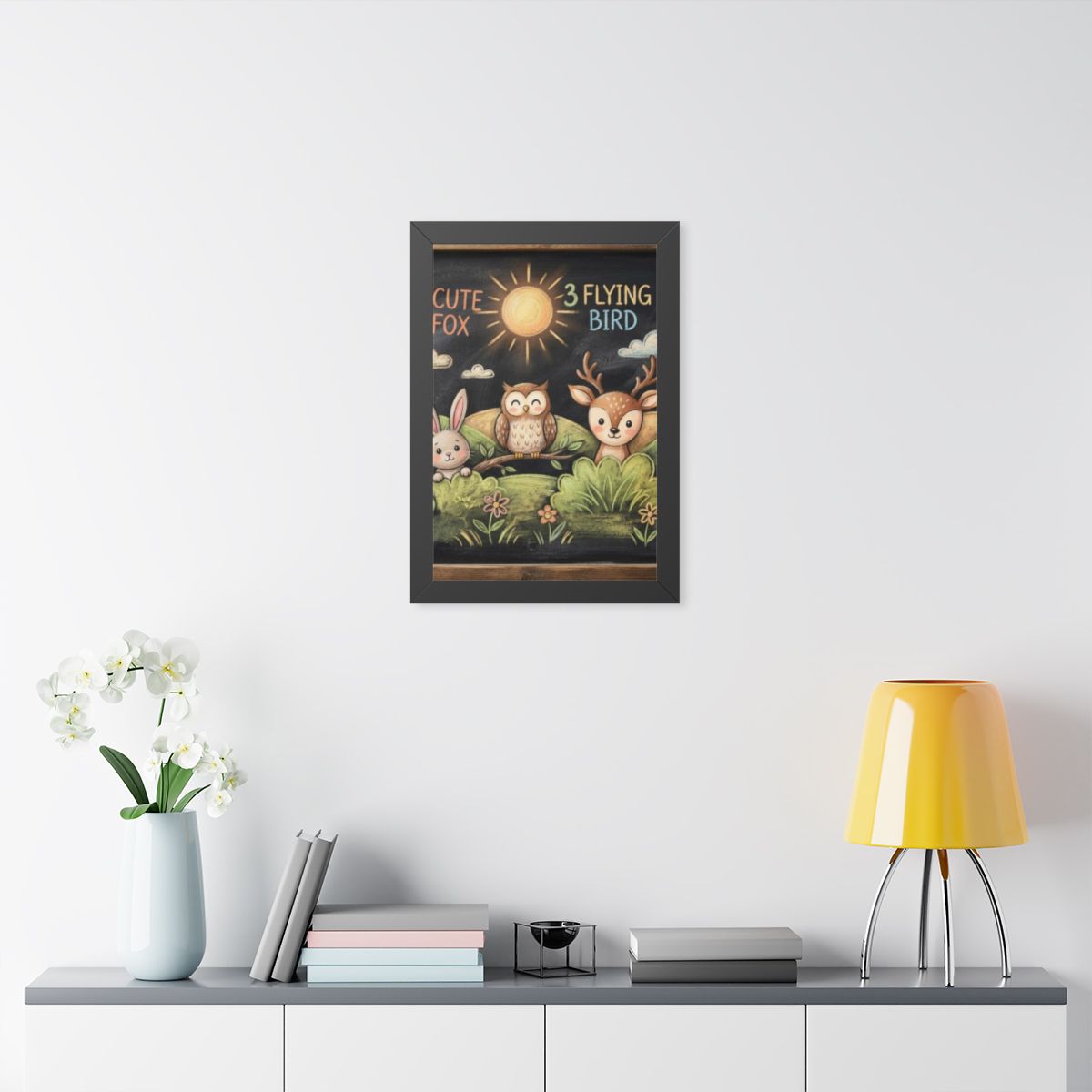 Framed Vertical Poster - Woodland Friends Meadow — Black......