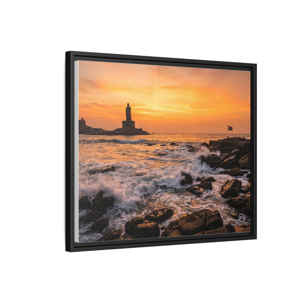 Framed Canvas - Golden Coast Dawn — Black / 1.25"