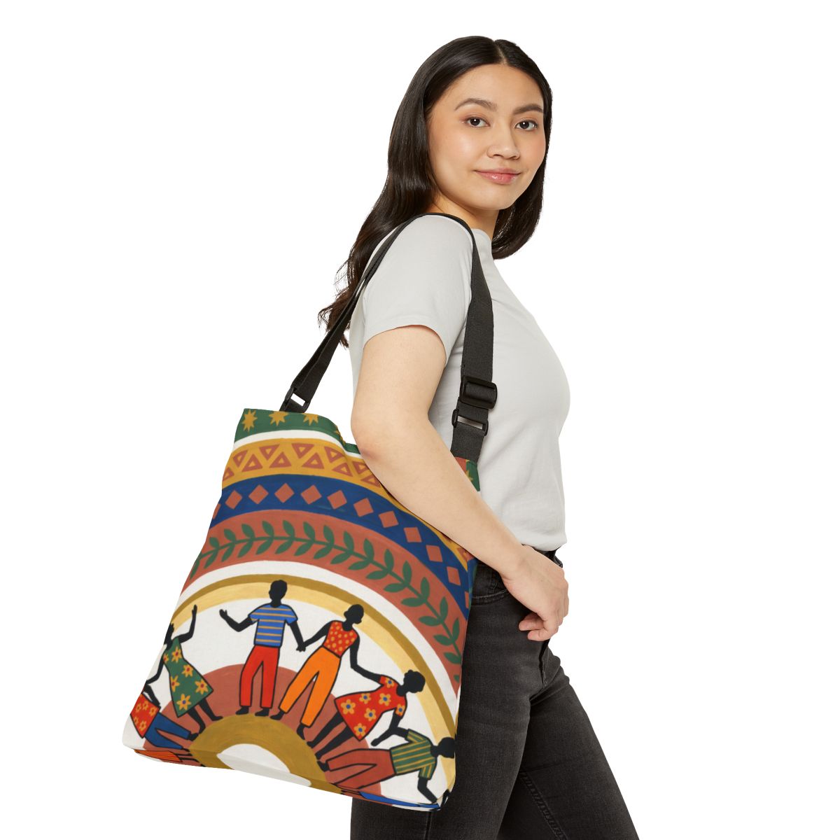 Adjustable Tote Bag - Unity Mandala Folk Art | Echovira...