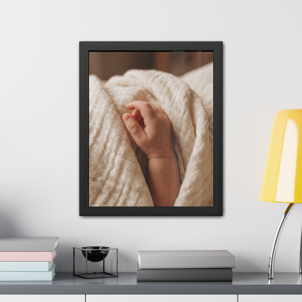 Framed Poster - Tender Newborn Hand (8×12, 9×11, 11×14... |...