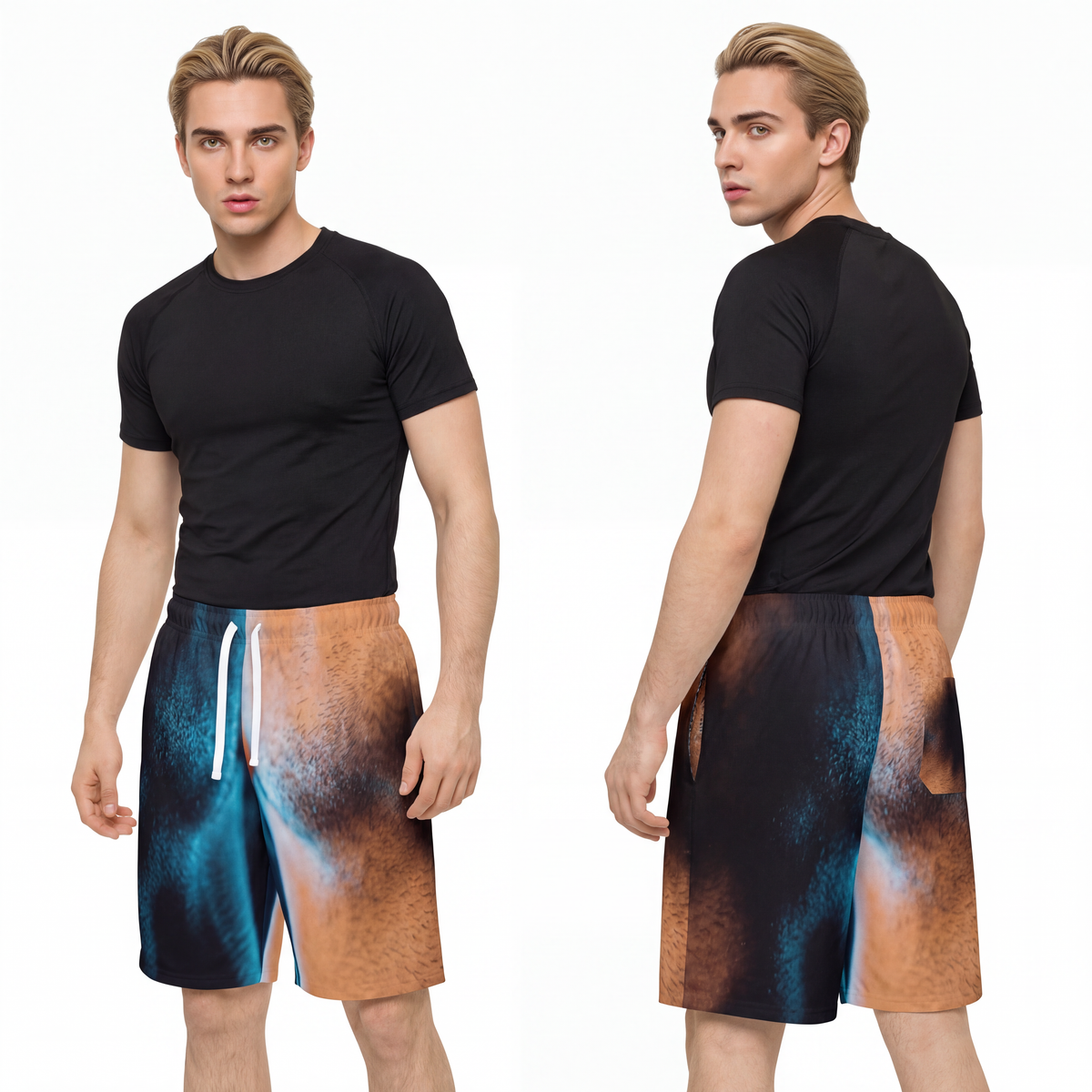 Men's Athletic Long Shorts - Midnight Glow Portrait |...
