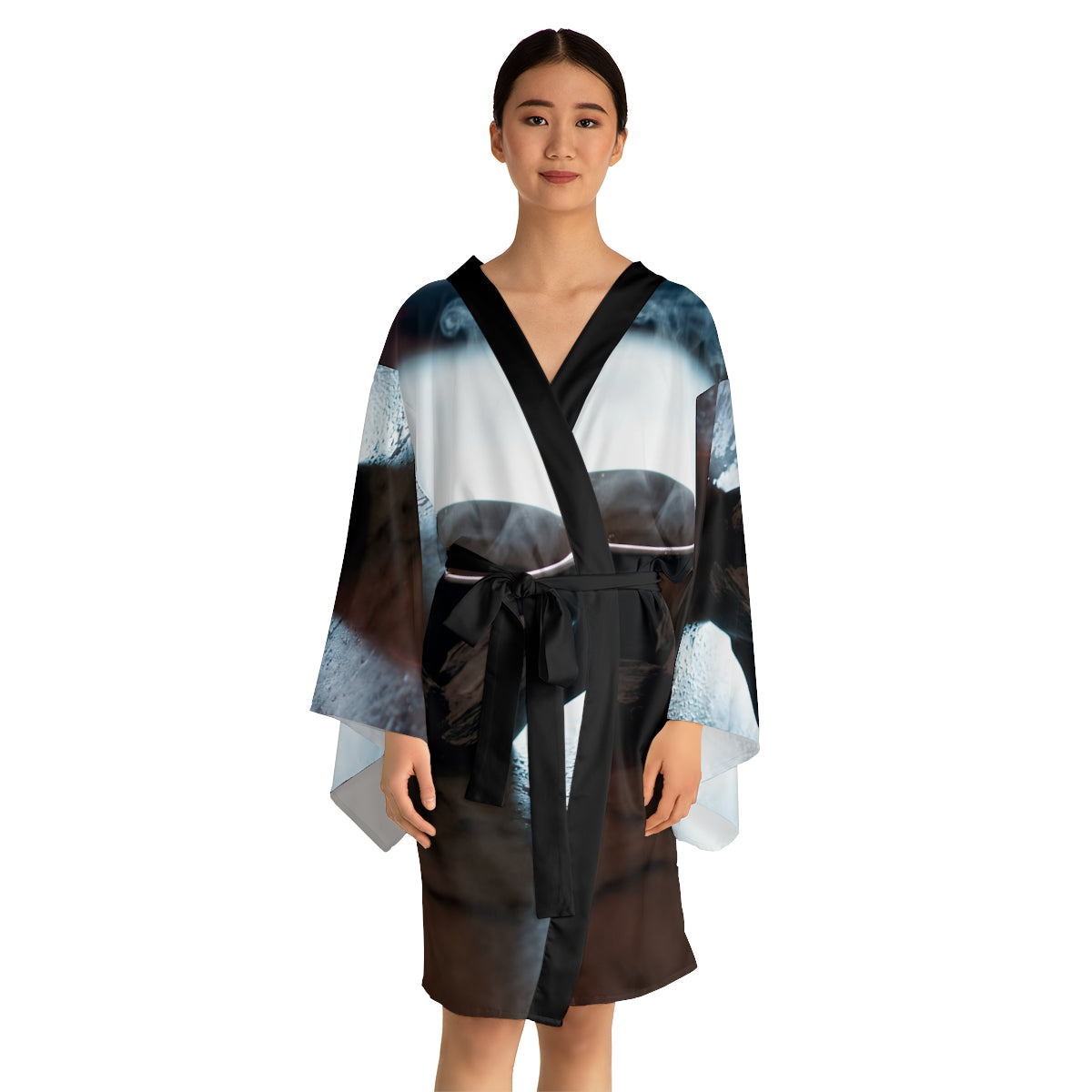 Espresso Cafe Long Sleeve Kimono Robe