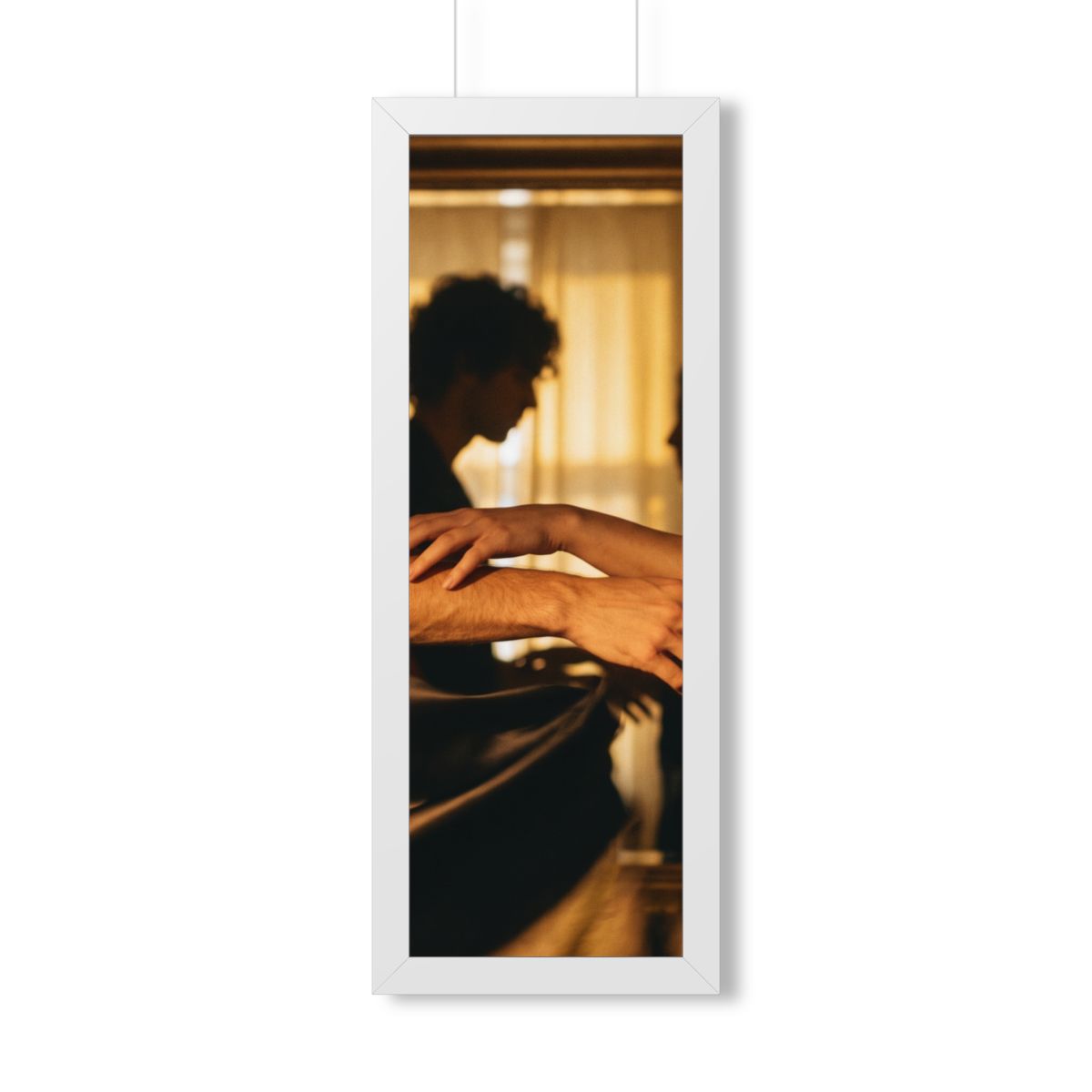 Framed Vertical Poster - Shadowed Silhouettes Romantic Art...