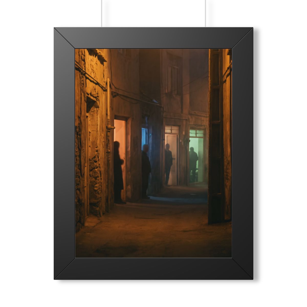 Framed Vertical Poster - Shadowed Alleyway Mystery Art Print...