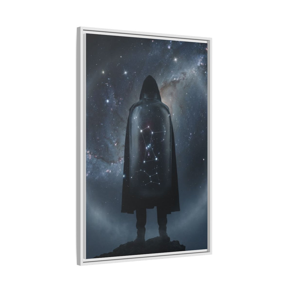 Framed Matte Canvas - Cosmic Sentinel — White / 1.25" (8×10, 9×12, 11×14, 12×16, 10×20, 12×18, 16×20, 16×24, 18×24, 12×36, 20×24, 16×32, 20×30, 24×30, 24×32, 16×48, 24×36, 24×48, 30×40, 20×60, 32×48, 30×60 & 40×60)