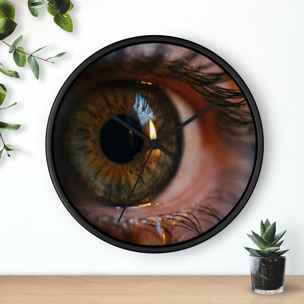 Wall Clock - Amber Iris Reflection Fine Art Print | Echovira...