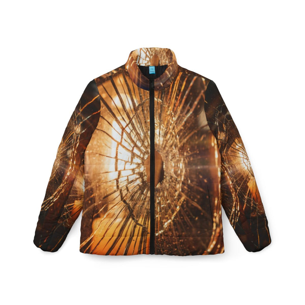 Women's Puffer Jacket - Shattered Light Moody Glass Art |...