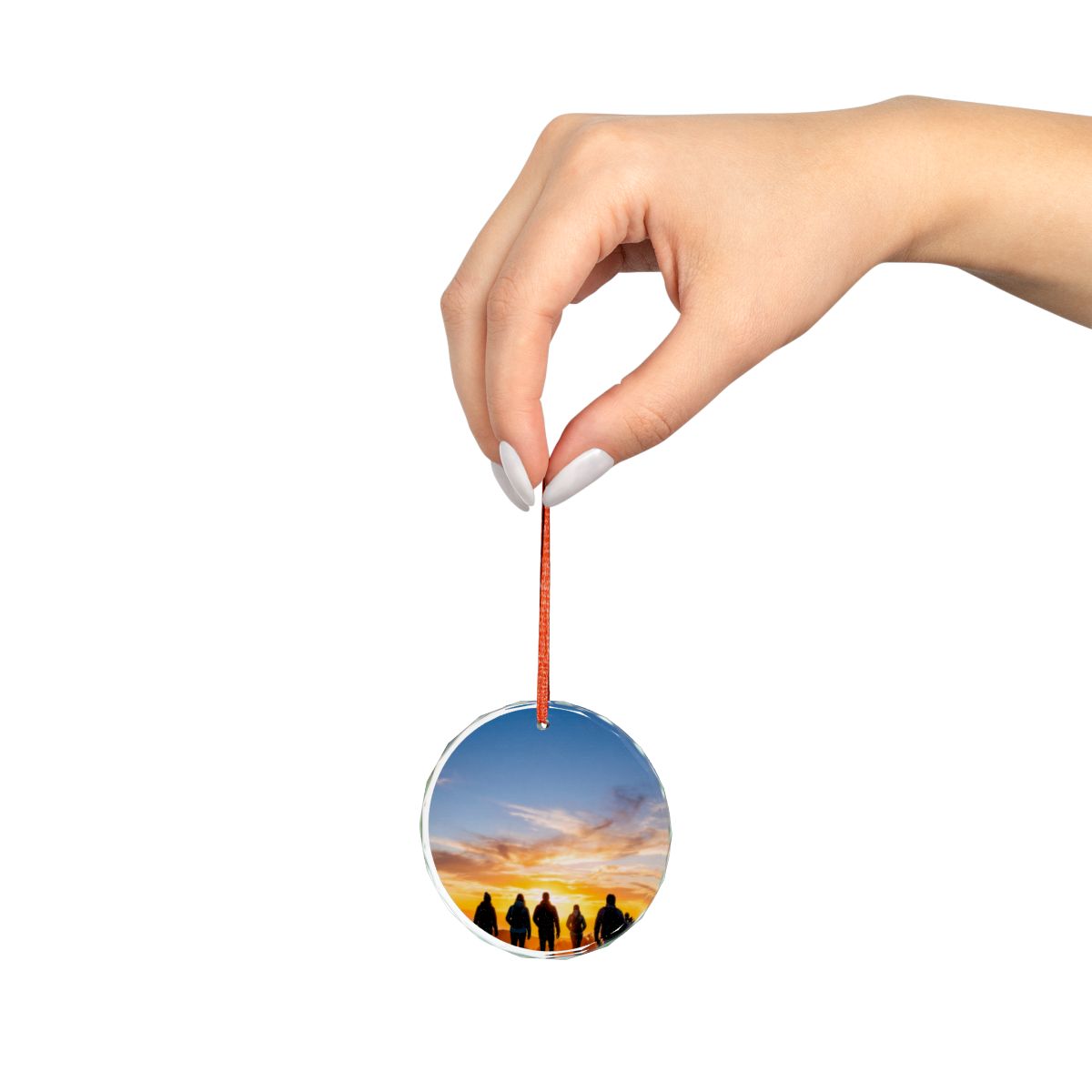 Crystal Glass Ornament - Golden Hour Sunset Hike - Mystic......