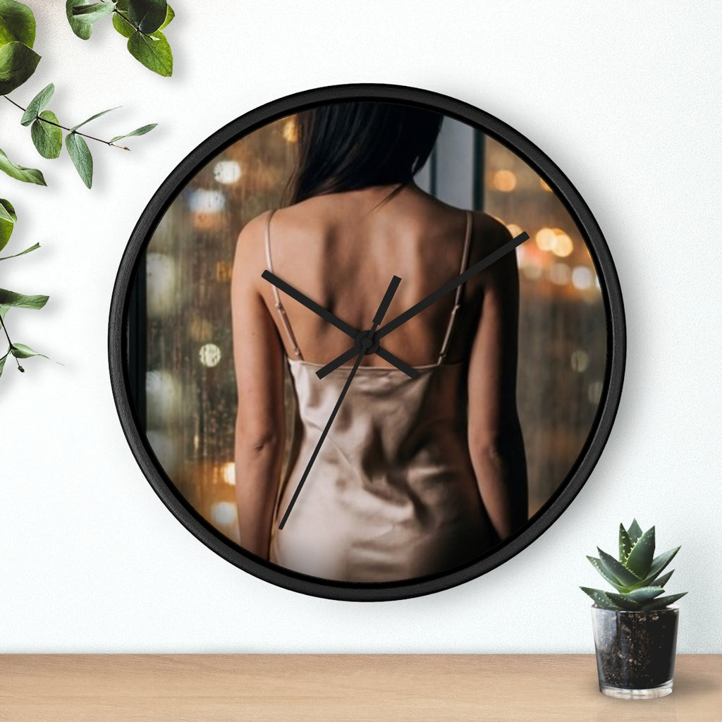 Wall Clock - Shimmering Rainy City Hour | Echovira Gallery
