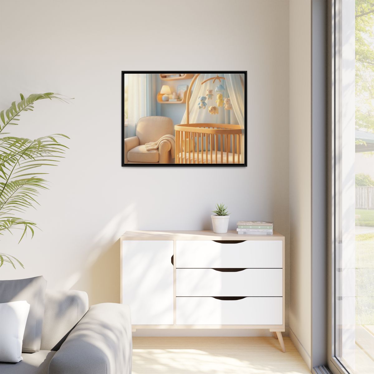Matte Canvas, Framed - Dreamy Serene Nursery Art — Black /...