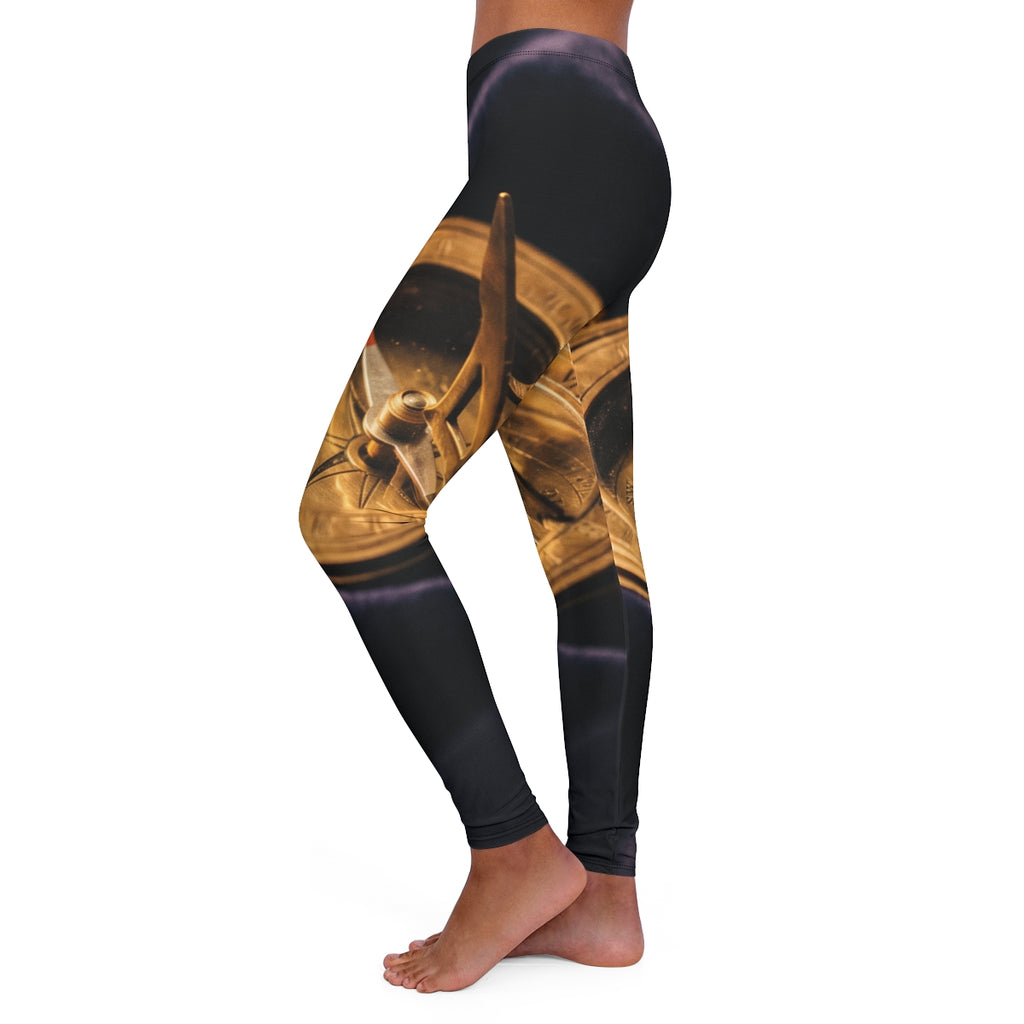Women's Leggings with Antique Sundial Compass