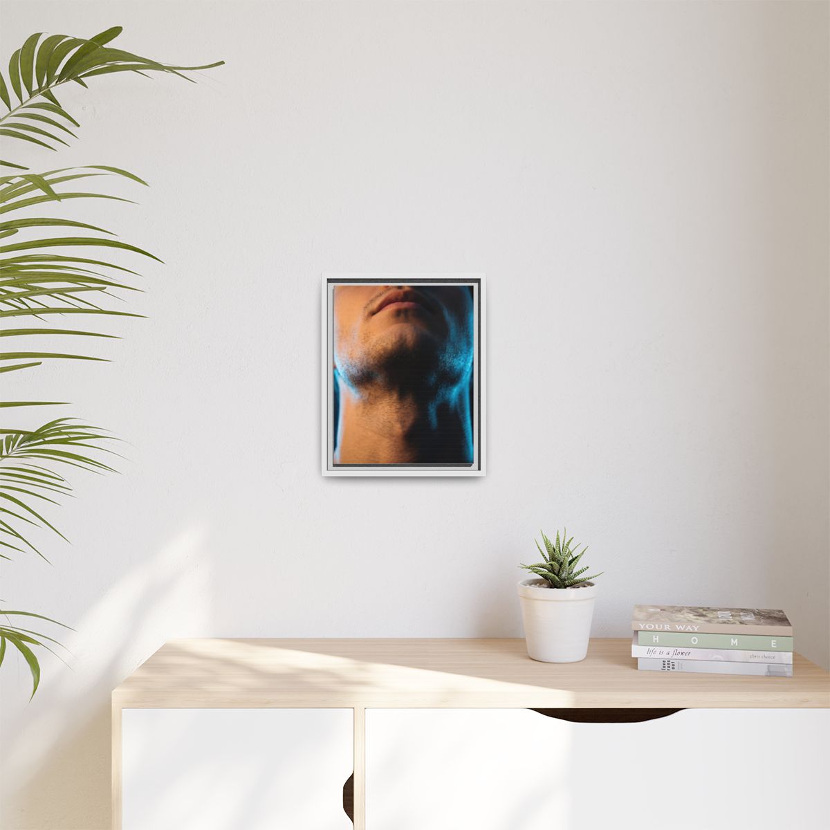 Matte Canvas, Framed - Neon Shadows Cinematic Portrait Art...