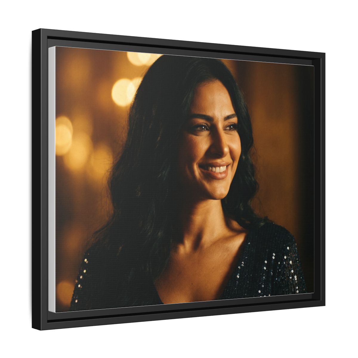 Framed Canvas Art - Golden Glamour — Black / 1.25"