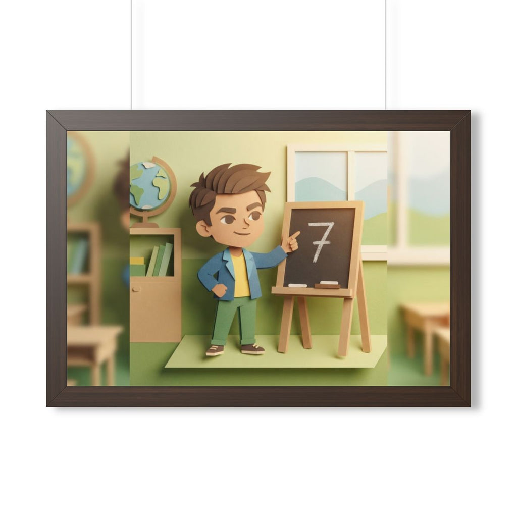 Framed Horizontal Poster - School Days — Walnut (14×11... |...