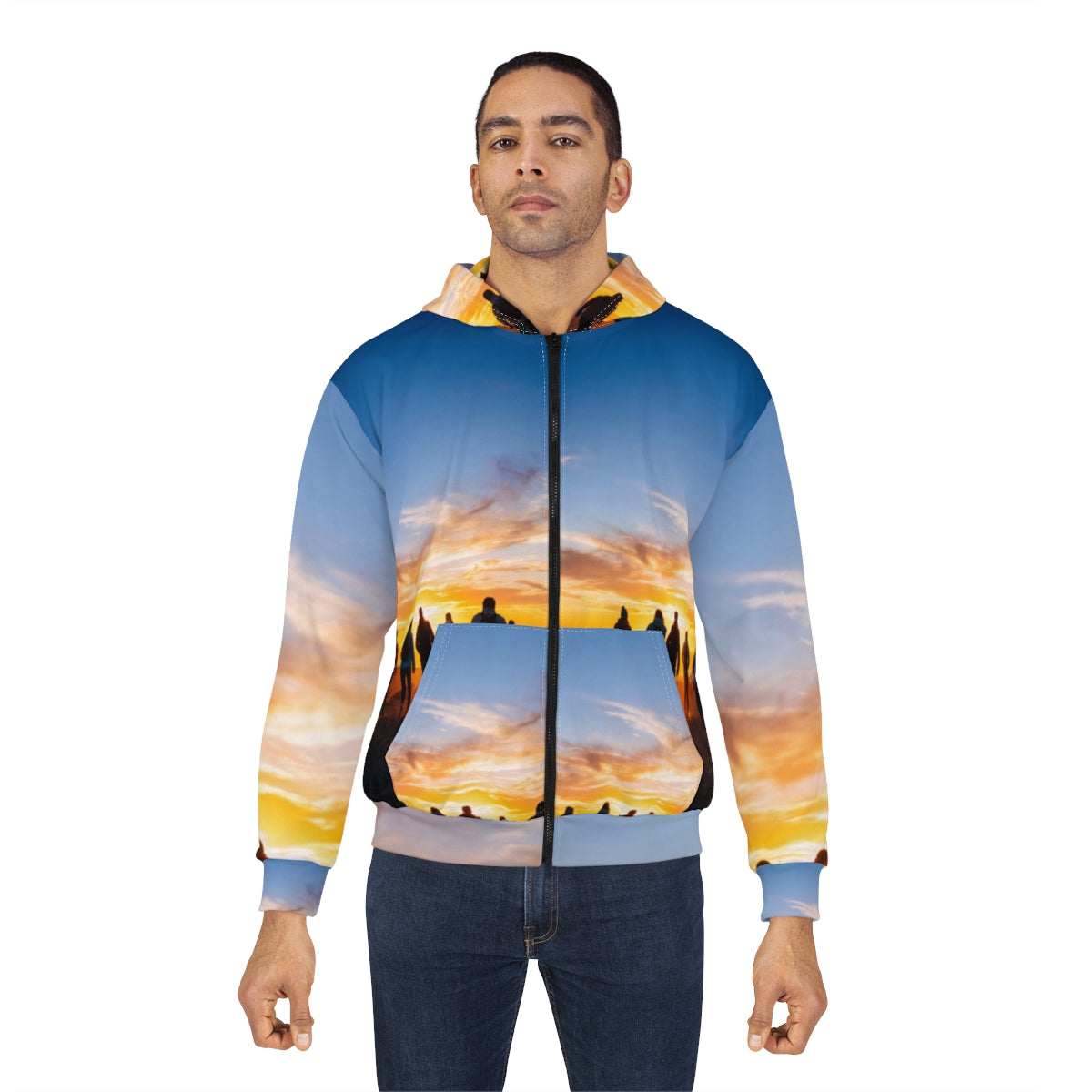 Men's Zip Hoodie - Golden Hour Ridge | Echovira Gallery