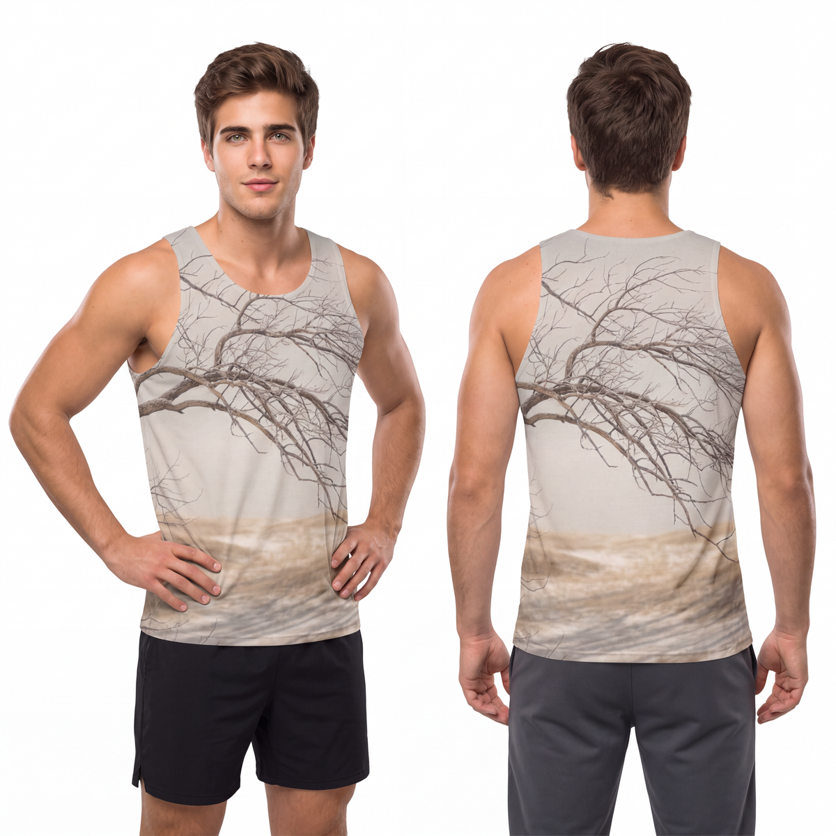 Men's Unisex Tank Top - Silent Branches Winter Landscape Art...