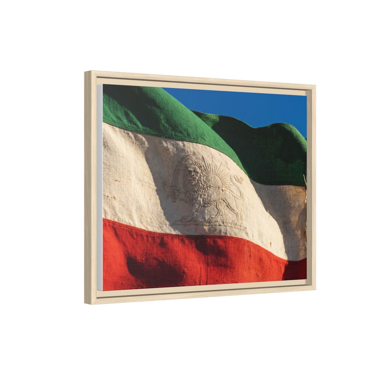 Framed Canvas Art - Distressed Flag — Natural / 1.25"