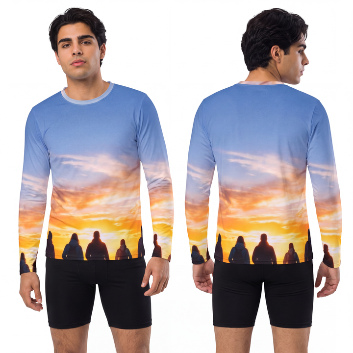 Camiseta de manga larga para hombre - Sendero del horizonte ámbar