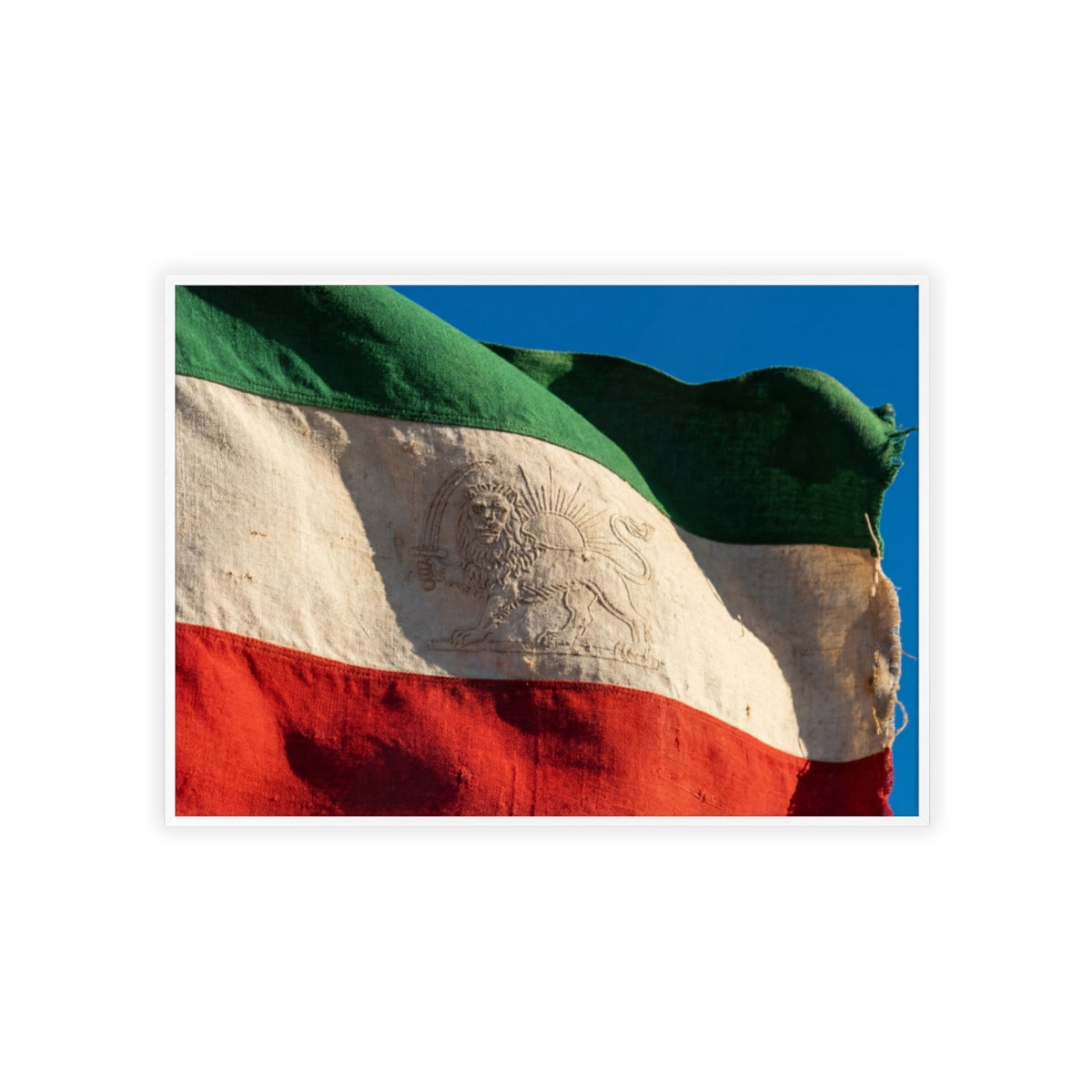 Wood Framed Poster - Vintage Flag — Landscape