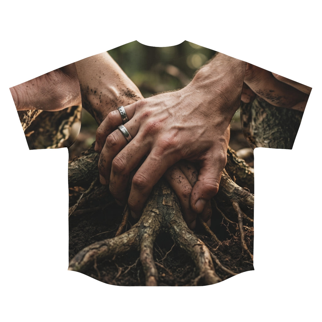 Men's Baseball Jersey Forest Roots Art