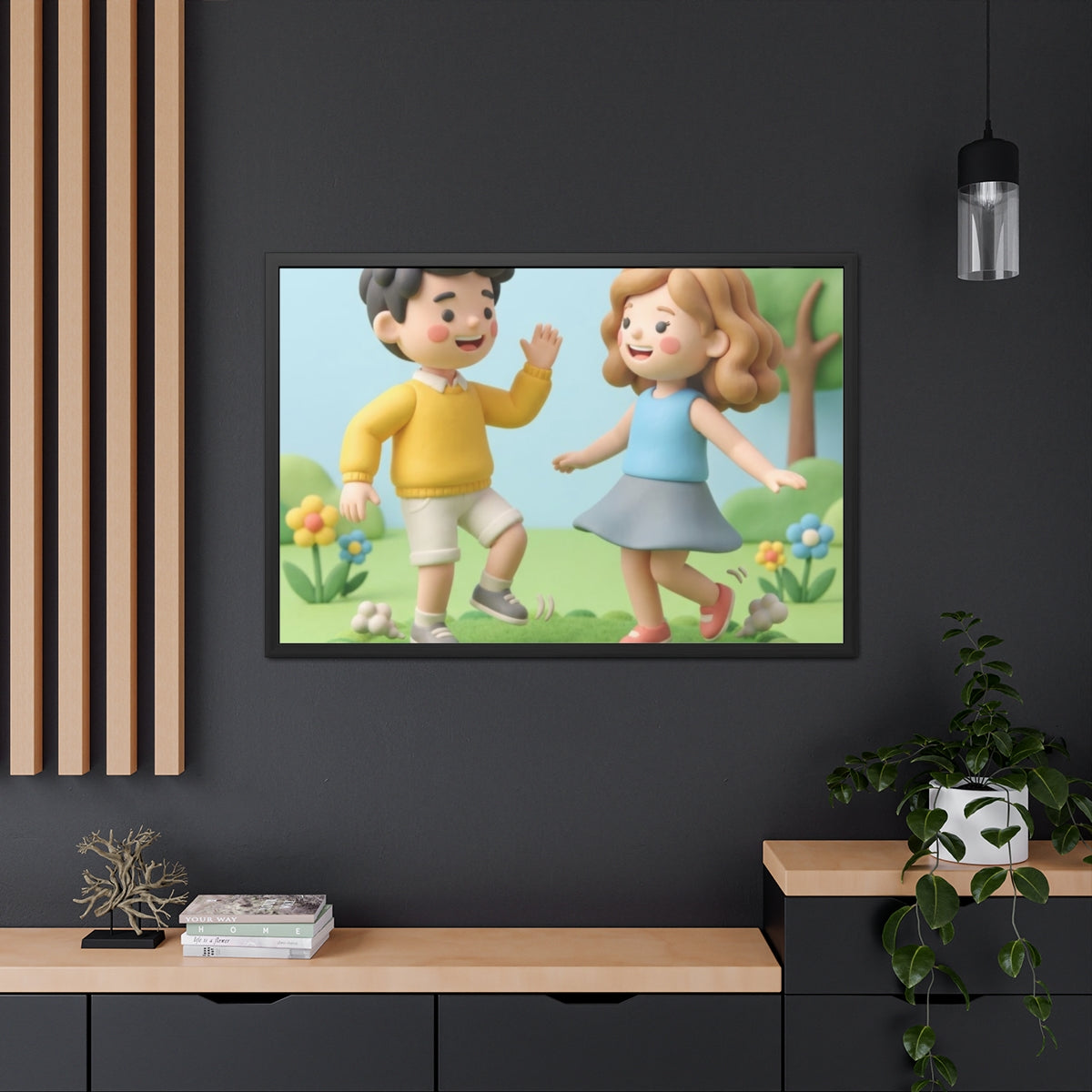 Framed Poster - Joyful Meadow Friends — Landscape (10×8... |...