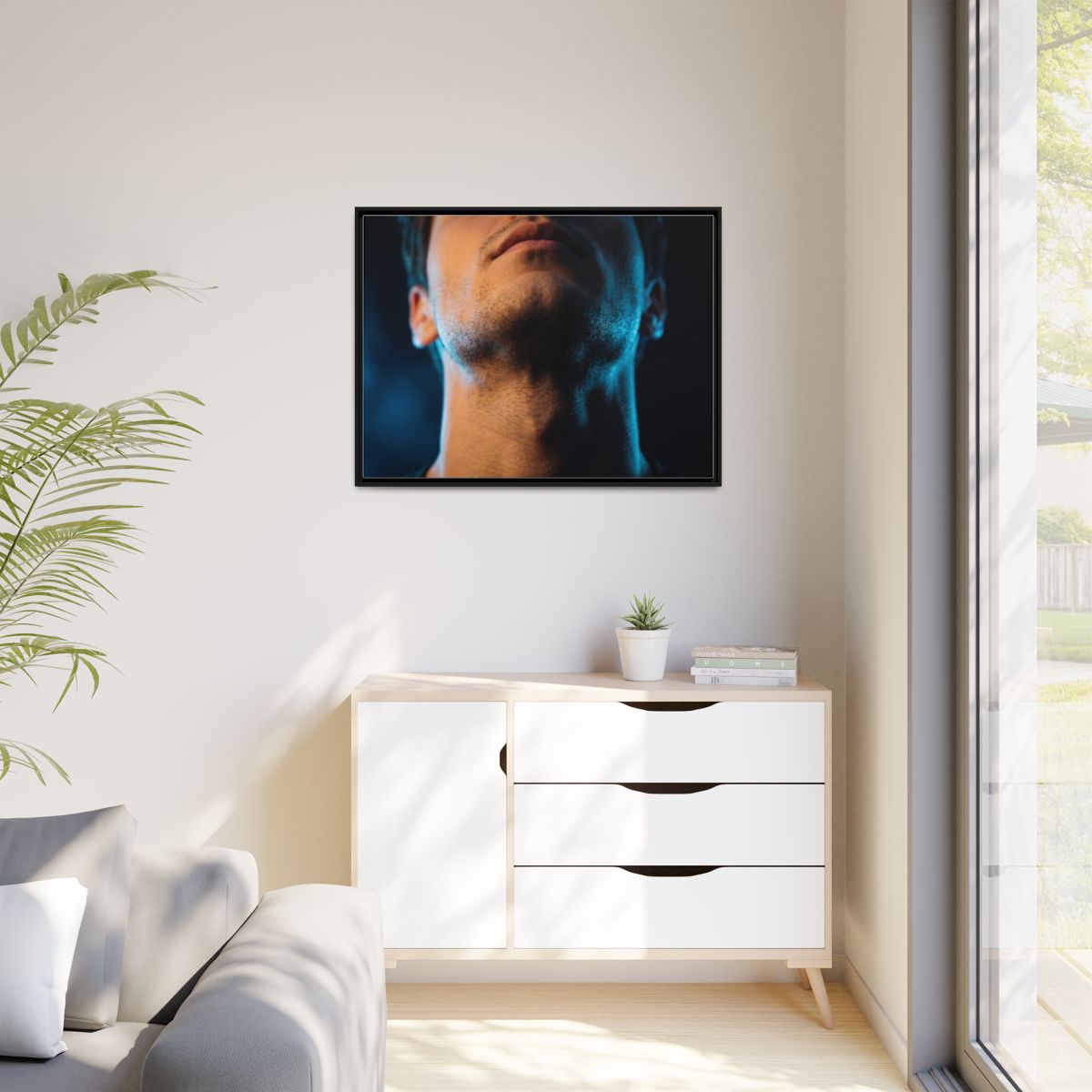 Matte Canvas, Framed - Neon Shadows Cinematic Portrait Art...