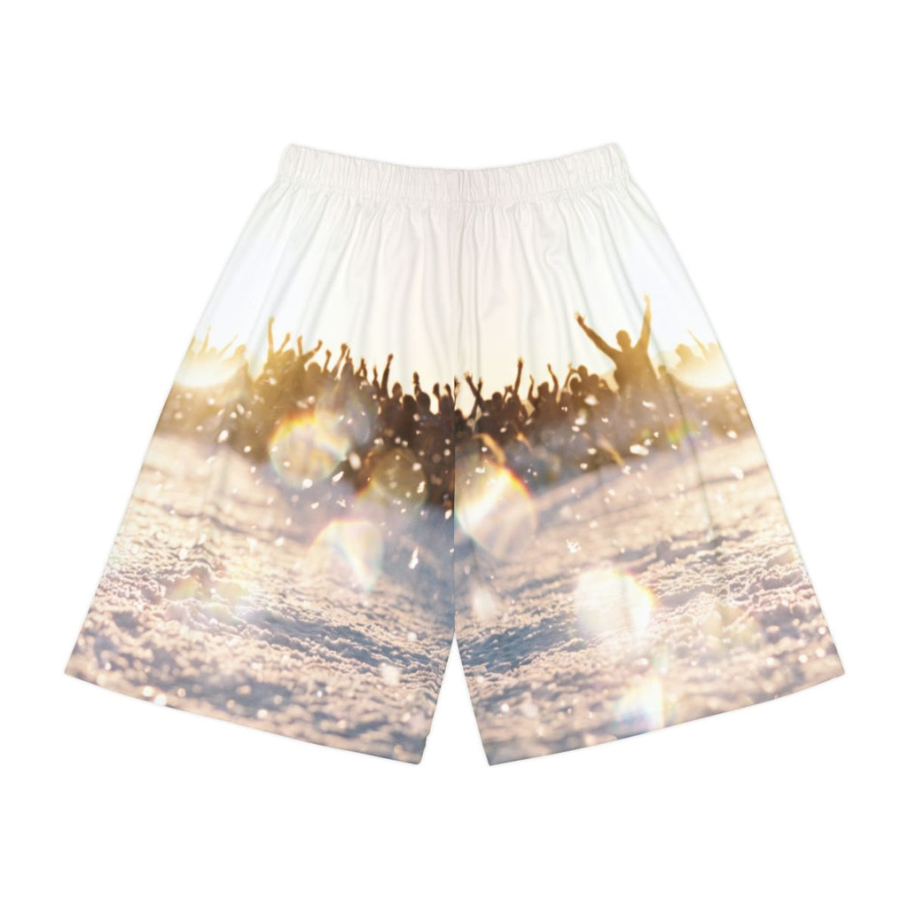 Men's Sports Shorts with Golden Crowd Art