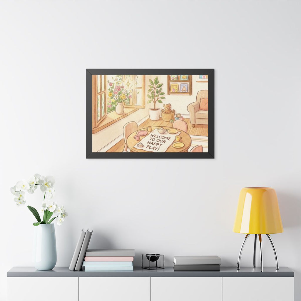 Framed Horizontal Poster - Sunlit Tea Party — Black (14×11...