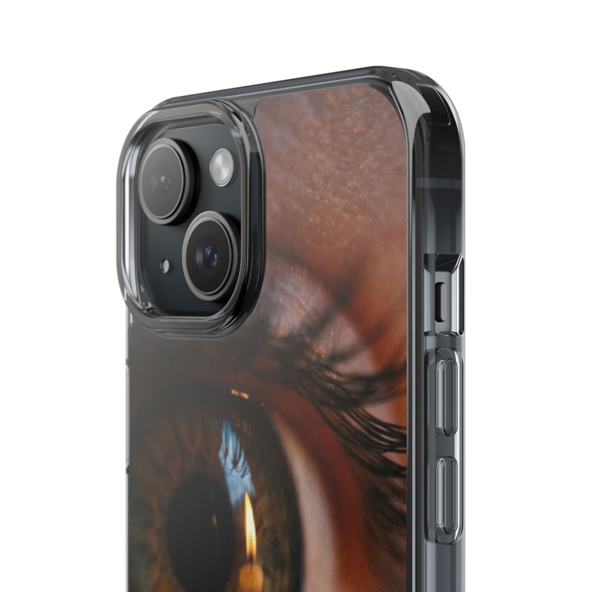 Clear Impact-Resistant Apple iPhone Cases - Amber Tears Cinematic Eye Portrait | iPhone 17 Pro Max, 17 Pro, 17 Air & More