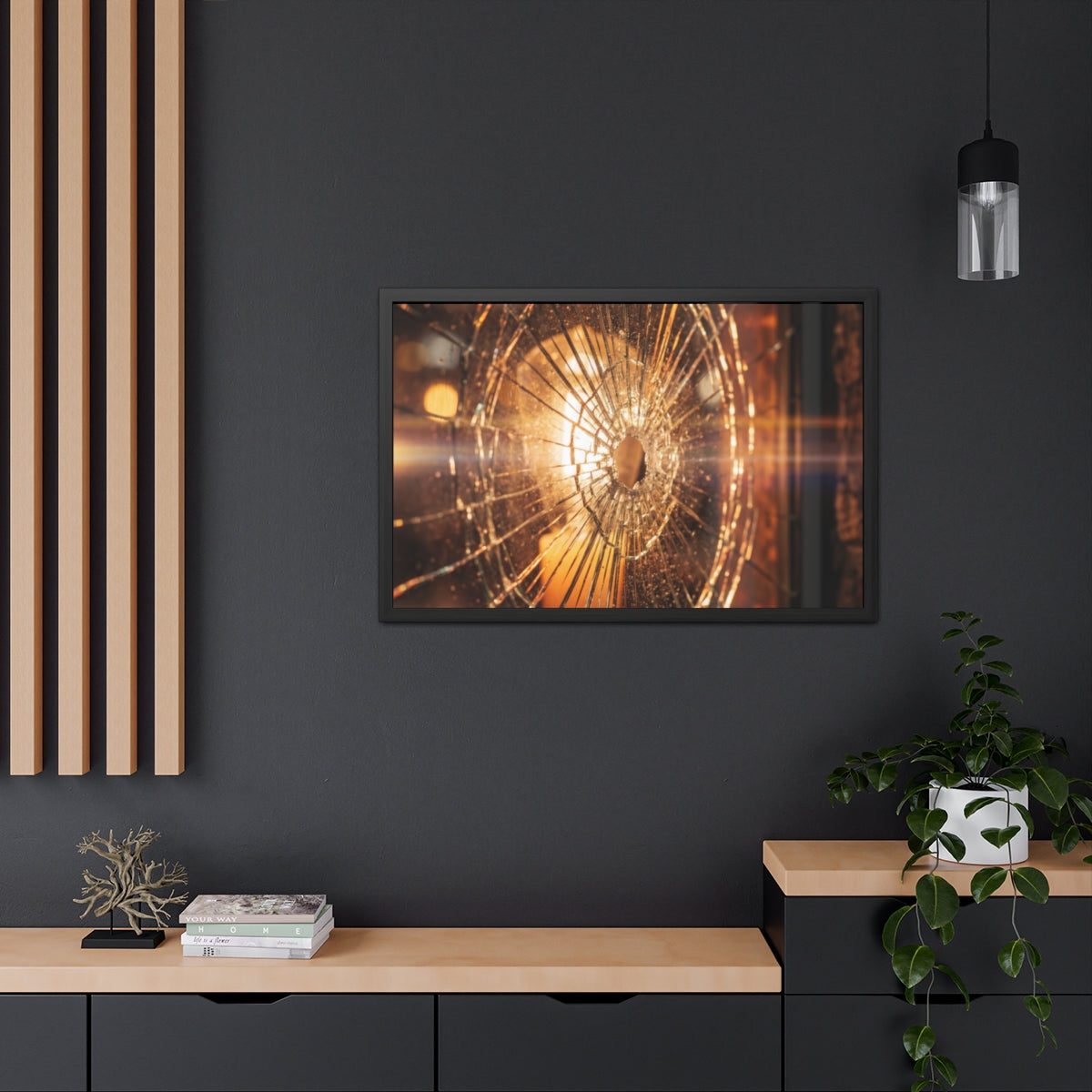 Framed Poster - Moody Fractured Glass — Landscape