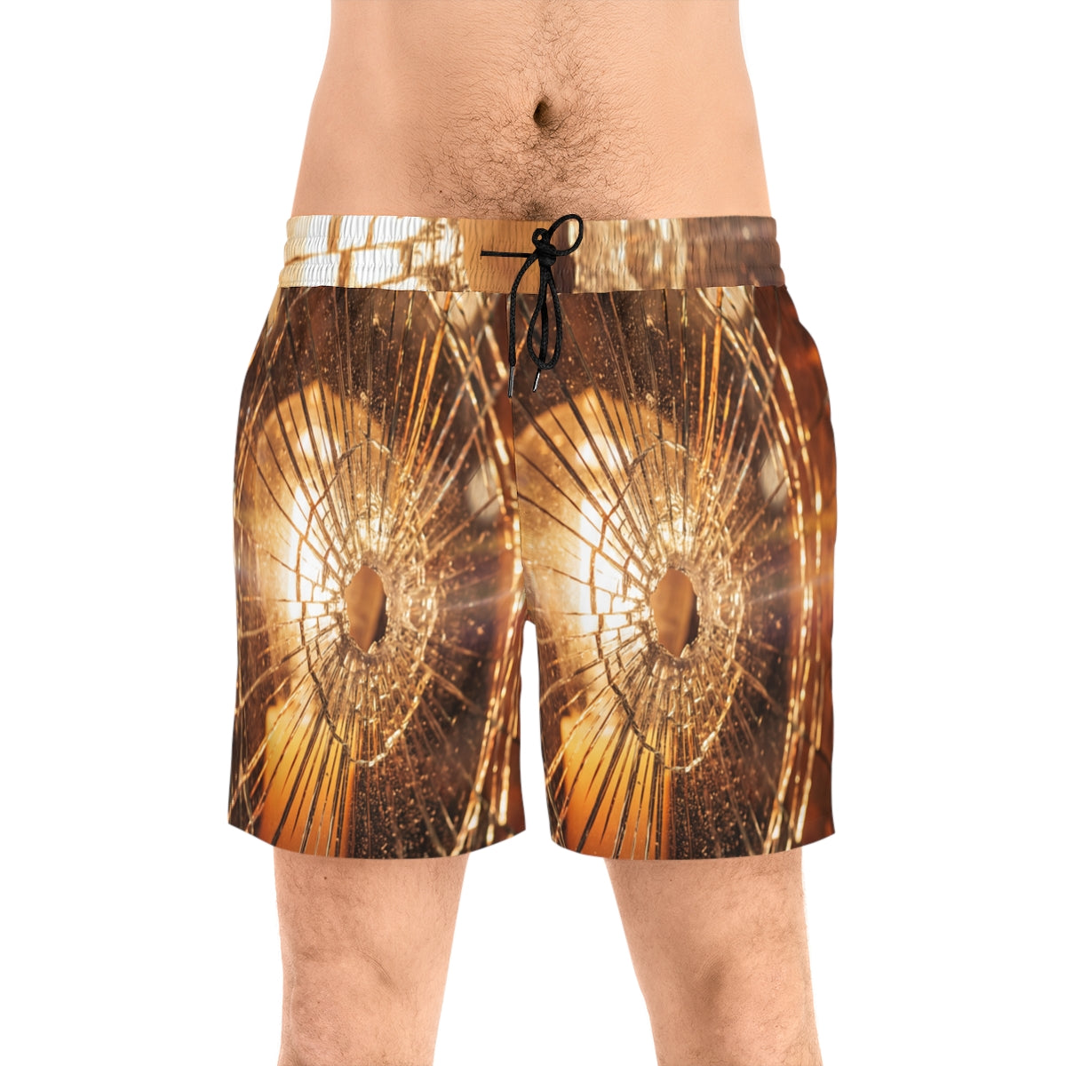 Men's Mid-Length Swim Shorts - Fractured Light Aesthetic......