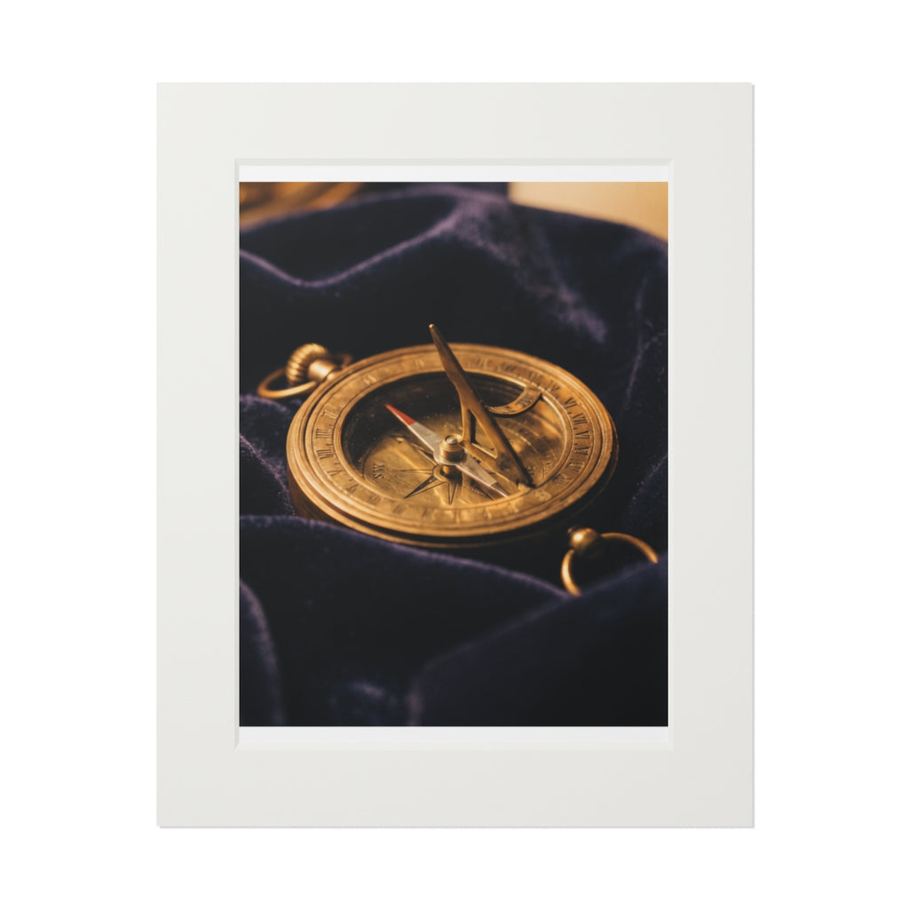 Vintage Brass Sundial Compass Art Portrait Print