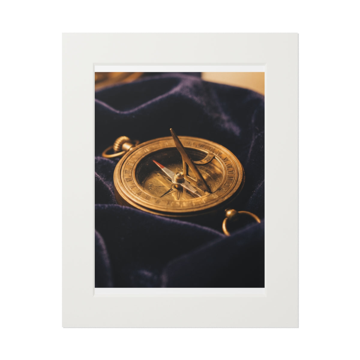 Vintage Brass Sundial Compass Art Portrait Print