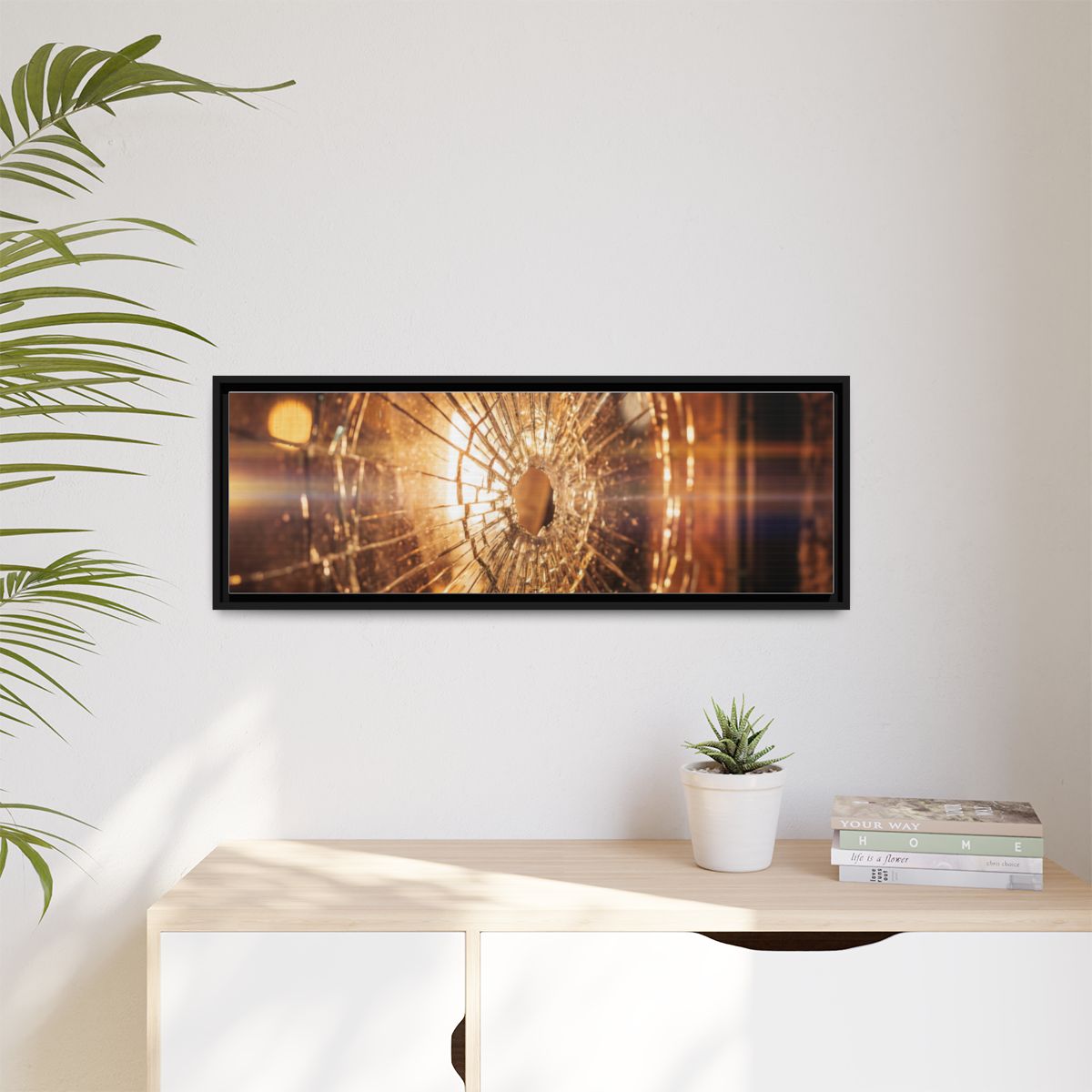 Matte Canvas, Framed - Golden Fractured Art — Black / 1.25"...