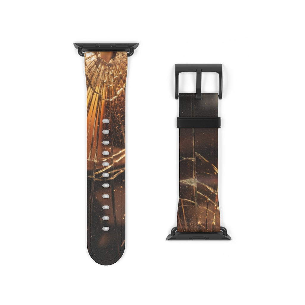 Apple Watch Band - Shattered Amber Glass Art - Golden Hour...