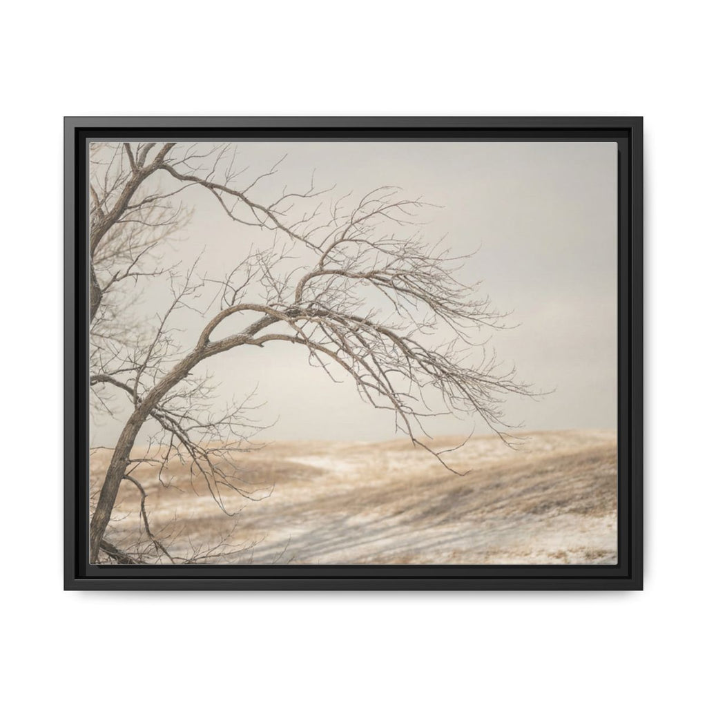 Framed Canvas Art - Minimalist Winter — Black / 1.25"