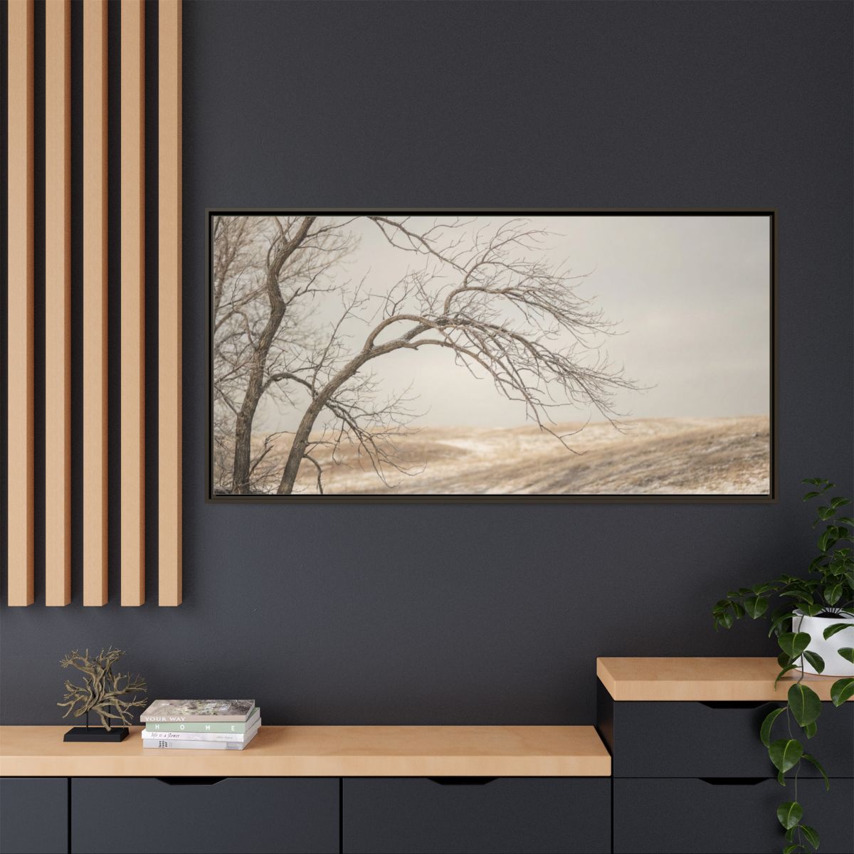 Matte Canvas, Framed - Winter Branch Solitude Landscape —......