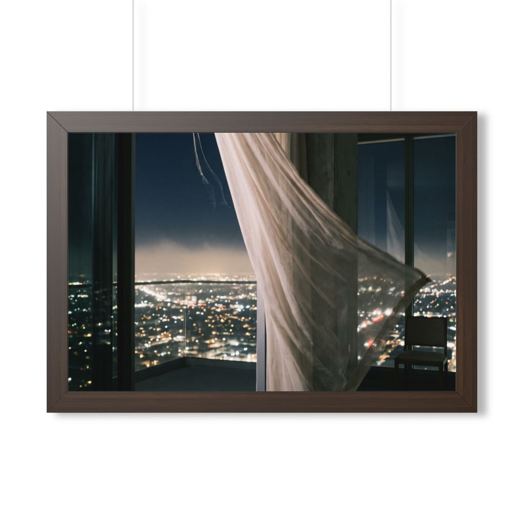 Framed Horizontal Poster - Skyline Serenity — Walnut (14×11...