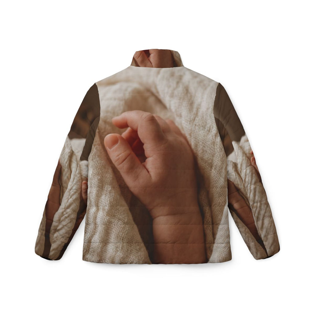 Women's Puffer Jacket - Tender Newborn Hand in Soft Muslin...