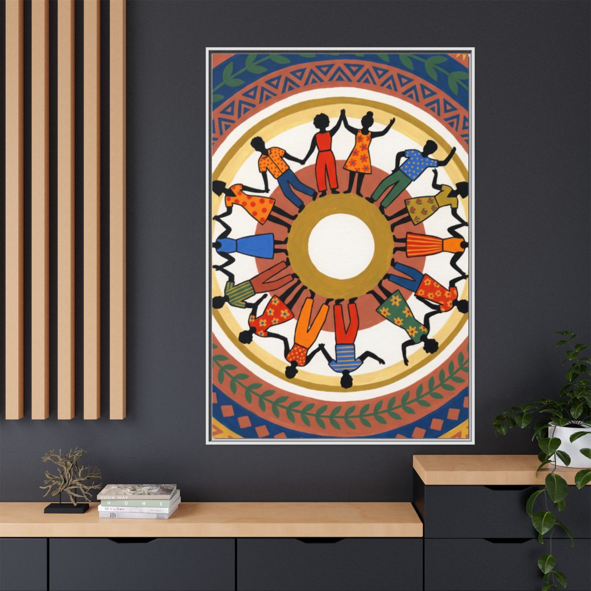 Matte Canvas, Framed - Unity Mandala Folk Art (8×10, 9×12......
