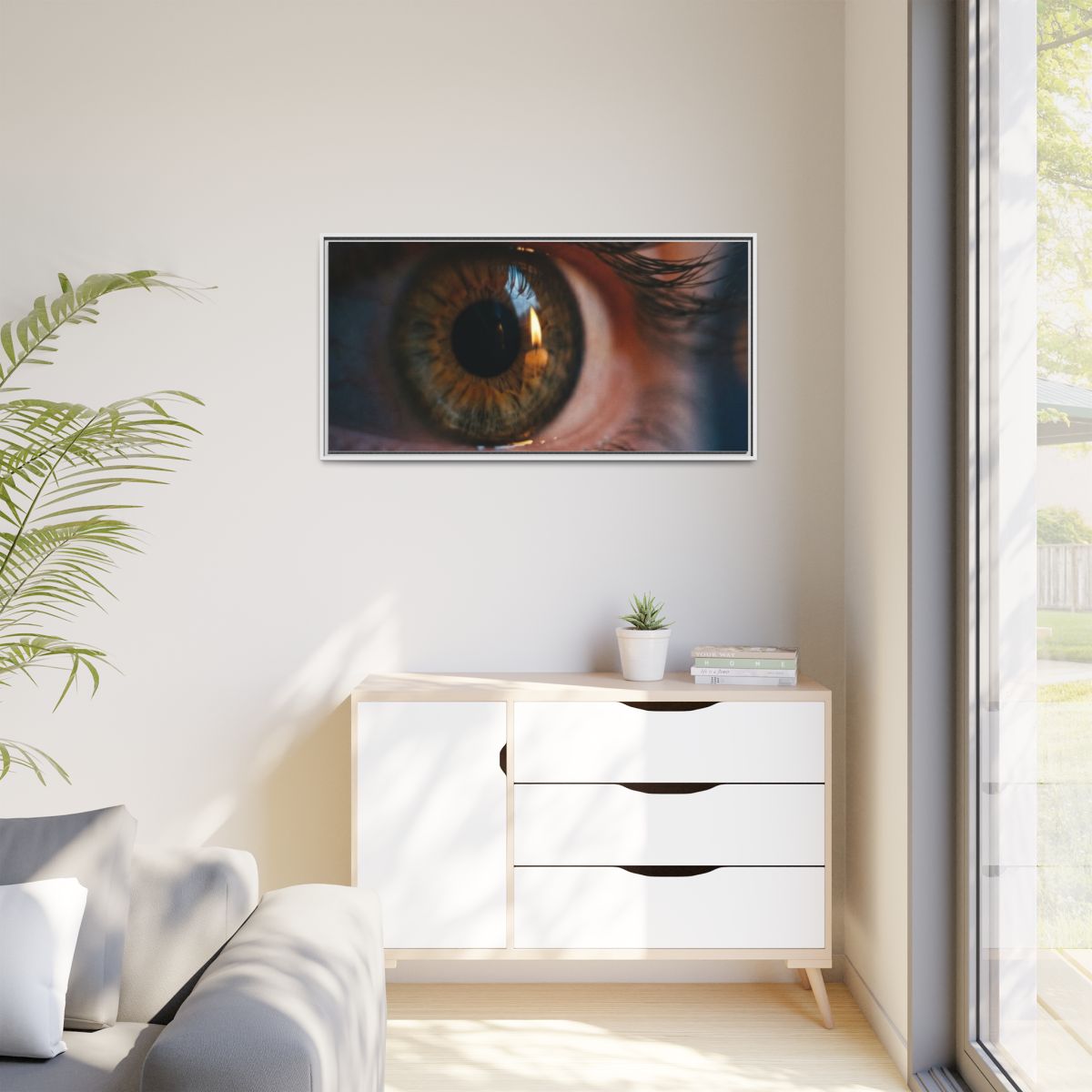 Matte Canvas, Framed - Amber Iris Reflection Fine Art Print...