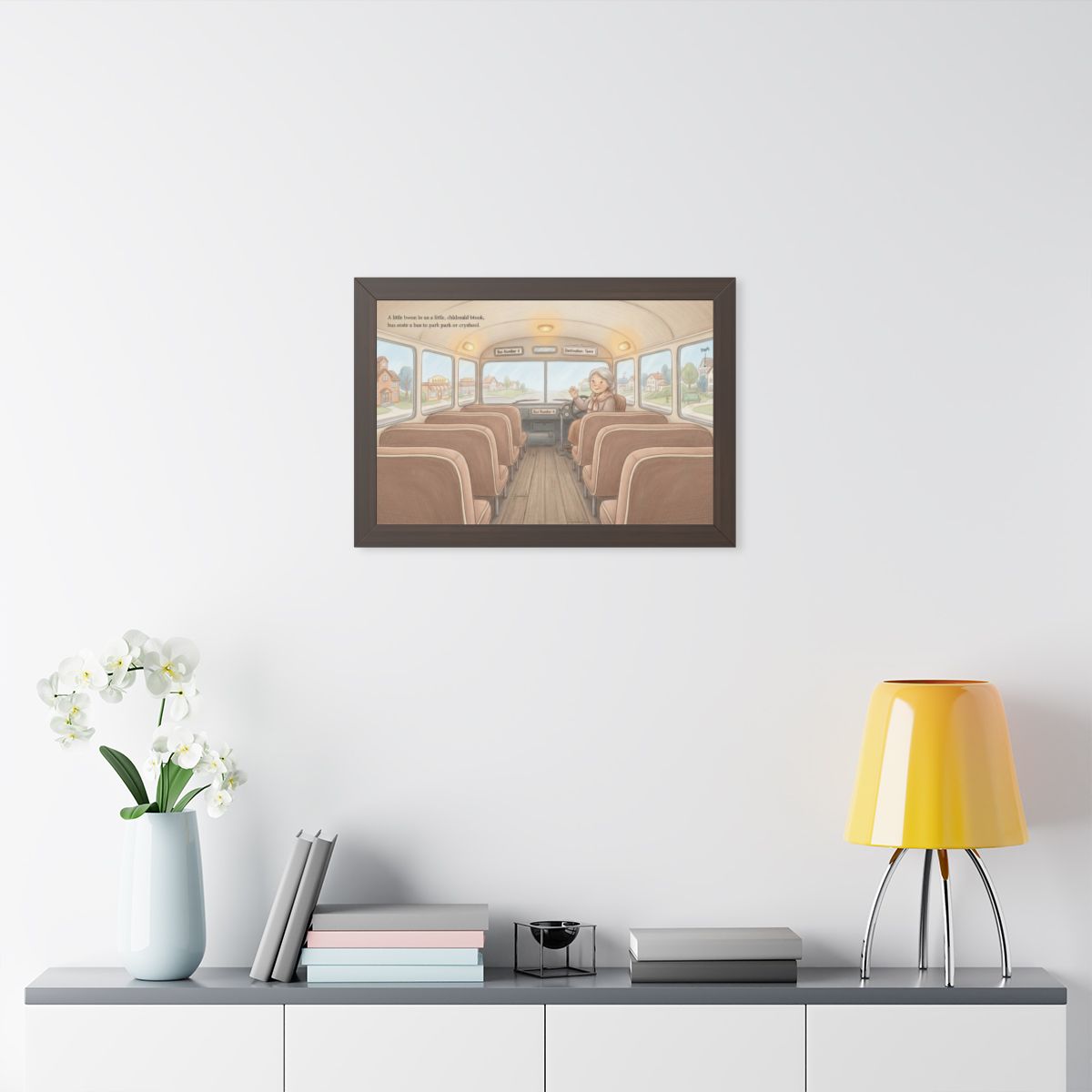 Framed Horizontal Poster - Storybook Bus Ride Whimsical Wall...